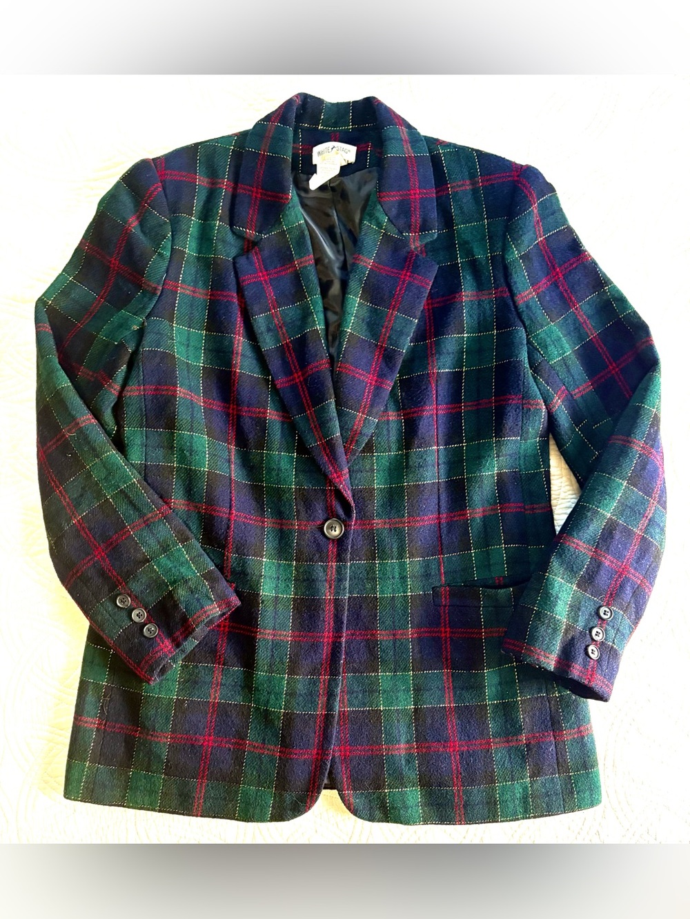 Vintage Wool Plaid Single-Button Blazer Size 6 - Picture 2 of 6